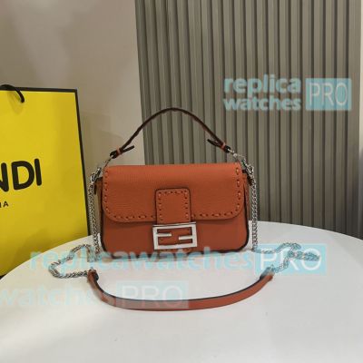 Replica Fend--i Baguette Mini Selleria Handbag Dark Orange 